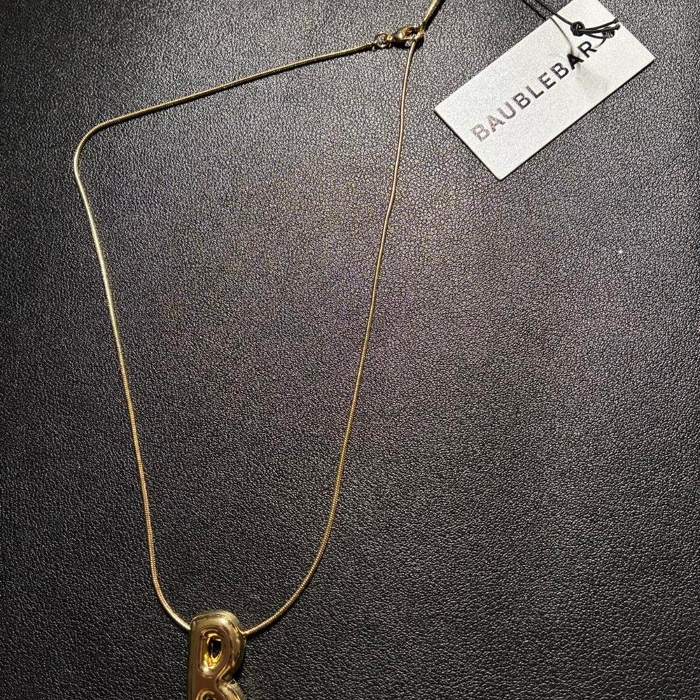 BaubleBar Gold R Necklace